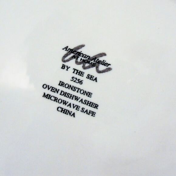 American Atelier By the Sea Dinner Plate 5256 Ironstone Seashells 10.75" Square! - Picture 4 of 5